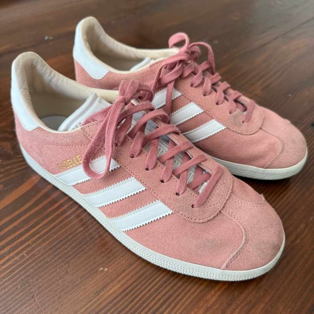 Adidas Pink and White Gazelle Sneakers Suede Classic